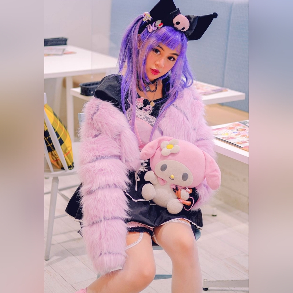 Dolls Kill Sugar Thrillz Sweet Tooth Faux Fur Jacket Hot Topic Lolita